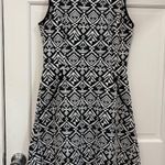 Sharagano A-Line Mini Dress Sleeveless Pockets Zipper Black/White Flowy Size 2 Photo 0