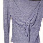 Free People Intimately Small Blue Sparkle Shimmer Bell Sleeve Knot Front V Neck Photo 1