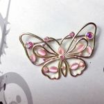 Y2K‎ iridescent butterfly pin rhinestone pink purple brooch EUC Photo 1