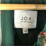 J.O.A. Alia Green Floral Sheer Smocked Waist Mock Neck Long Sleeve Blouse S Photo 6