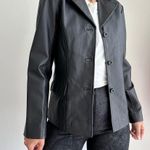 Vintage Leather Jacket Womens Small Button Front Goth Punk Minimalist Tanners NY Black Photo 1