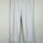 Dennis Basso Regular Luxe Crepe Slim-Leg Ankle Pants with Lace White Size XS Photo 1