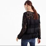 J.Crew Pleated Lace Ruffle Top Blouse Satin Black Romantic Coquette NWT 2 Tall Photo 2