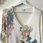 J. Jill Floral Linen Blend V Neck Cream Pullover Sweater M Purple Size M Photo 5