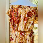 Free People  Carmen Boho Floral Orange Jumpsuit Flowy size small Photo 12