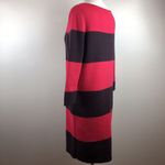 Gap Sweater Dress Medium Striped Ribbed Knit 3/4 Sleeve Red Rugby Knee Length Photo 9