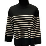 H&M Women's Turtleneck Pullover Sweater Black Beige Striped Size S Knit Cozy Photo 0