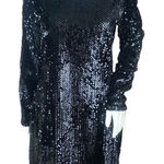 Loft Dress Womens Sheath Black All Over Sequins LBD Party Night Out Size 4 Photo 0