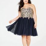 City Studio NWT Special Occasion Strapless Dress Juniors 5 Navy & Gold Photo 1