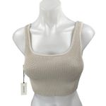 Aritzia NEW Babaton Beige Rib Knit Sleeveless Cami Sports Bra Crop Tank Top Sz S Photo 0