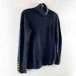 Cashmere by Bloomingdale's Turtleneck Pullover Sweater Gold Button Cuffs Black L Size L Photo 4