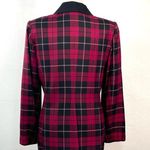 Le Suit Vintage II Red/Black Buffalo Plaid Blazer Contrast Collar Size 8 Photo 2