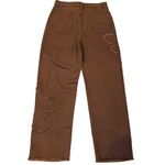 NWT ~ Brown Raw Edge Hem & Frayed Flowers Denim Jeans Pants ~ Women's MEDIUM Size undefined Photo 1