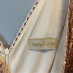 Kate Kasin Cocktail Dress Rose Gold Sequined Sleeveless Mini Sz 16 EUC V Neck Pink Photo 1