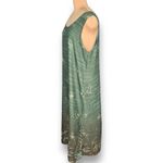 Vintage 90s Dress Green Floral Paisley Animal Print Sleeveless Grunge Maxi XL Photo 1