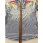 Lucky In Love Shirt Womens M Blue White Stripe Rainbow Tennis Golf Pickleball Size M Photo 9