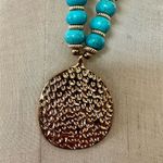 Charming Charlie faux turquoise gold circle pendant necklace Photo 6