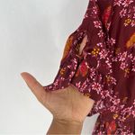 Madewell Burgundy Tie-Sleeve Peplum Wrap Top in Butterfly Sanctuary Size 2 Photo 4