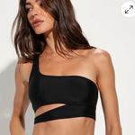 Lulus Sun And Games Black One Shoulder Cut Out Swim Bikini Top Size XS Photo 0