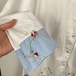 Julianna Rae Womens L Blue & White Floral Embroidered Cotton Pajama Sleep Set Size L Photo 4