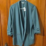 Maurice's  Teal Open Front Blazer with Zippered Pockets Photo 0