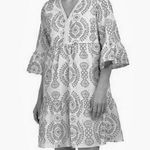 Saks 5th Avenue NWT SAIPH LAB Cotton Bell Sleeves Santorini Mini Dress Size XL V Neck Photo 0