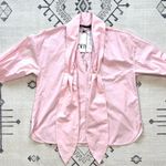 ZARA Pink Poplin Neck Tie Long Sleeve Blouse Small Photo 9