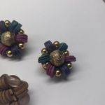Lot Of 2 Vintage Clipon Costume Earrings Bead Cluster / Beaded 1 Signed Fredrick Photo 4