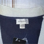 Avenue  Navy Blue Cream Metallic Trim Layered Cardigan Sweater Sz 14/16 Photo 7