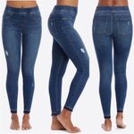 Spanx Distressed Ankle High Rise Skinny Jeans: Medium Wash Photo 4