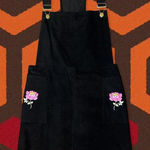 Dolls Kill RARE Valfre Petra Pinafore Black Corduroy Overall Mini Dress + Pockets Photo 0