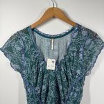 Free People  Top Women L NWT Blue Green Oh My Baby Tee Seagrass Combo Boho 90s Photo 2