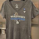 Fanatics 💕DODGERS💕 2024 World Series Champions V-Neck T-Shirt ~ Grey Women's Large NEW Photo 0