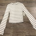 Lizard Thicket Striped Ribbed Top With Flair Sleeves  Photo 0