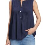 Gap Size Small Sleeveless Pintuck Navy Blue Flowy Blouse Photo 0