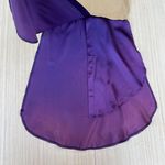 Beige cotton purple satin colorblock collared mini dress tunic size M medium Multiple Photo 10