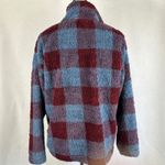 Eddie Bauer  Women's Large Plaid Fuzzy Fleece Quarter Zip Pullover‎ Sweatshirt Photo 3