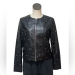 NWT $168 Bagatelle Collection Women's Studded Faux Leather Jacket Black Photo 3