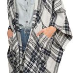 Abercrombie & Fitch NWT plaid navy and white oversized cape poncho sweater Photo 0