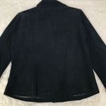 VINTAGE Berek Black Suede Leather Jacket Ruffle Neckline Button Front Size Large Photo 13