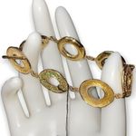 Melinda Maria  Gold Plated Circle Link Emerald Green Pave Crystal Toggle Bracelet Photo 4