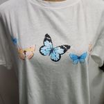 Bailey Rose TShirt Womens Size Small White Butterfly Print Short‎ Sleeve Tee Photo 2