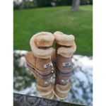 Leather and Fleece Lamo Boots Winter Tan Beige Furry Fuzzy Boots Size 7 Photo 5