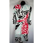 Ivy + Blu Women faux wrap side tie large palm leaf print dress size 4 White Photo 3