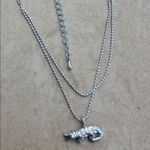 Silver Tone Crystal Alligator Double Anklet Ankle Photo 0