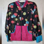 Anne Carson  Multicolor Floral Bomber Jacket 100% Silk  Size :M Photo 0