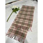 Burberry  London‎ Pink Cashmere Scarf Check Plaid Fringe England Photo 2