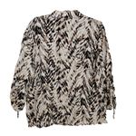 JM Collection  Linen V-Neck Button Down Shirt Womens Size 14 Ruched Sleeve Brown Photo 1