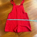 SheIn Emery Rose Knot Front Pocket Patched Red Overall Romper Photo 3