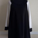 Chico's Chico’s Tunic Top Zip Black White Striped Stretch Modern Preppy Casual Career Photo 0